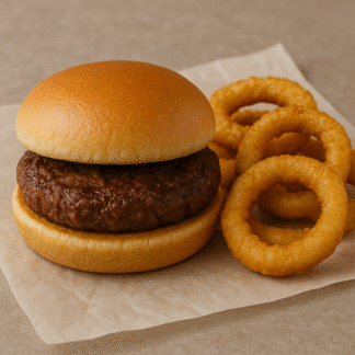 Hamburger Basket with Onion Rings