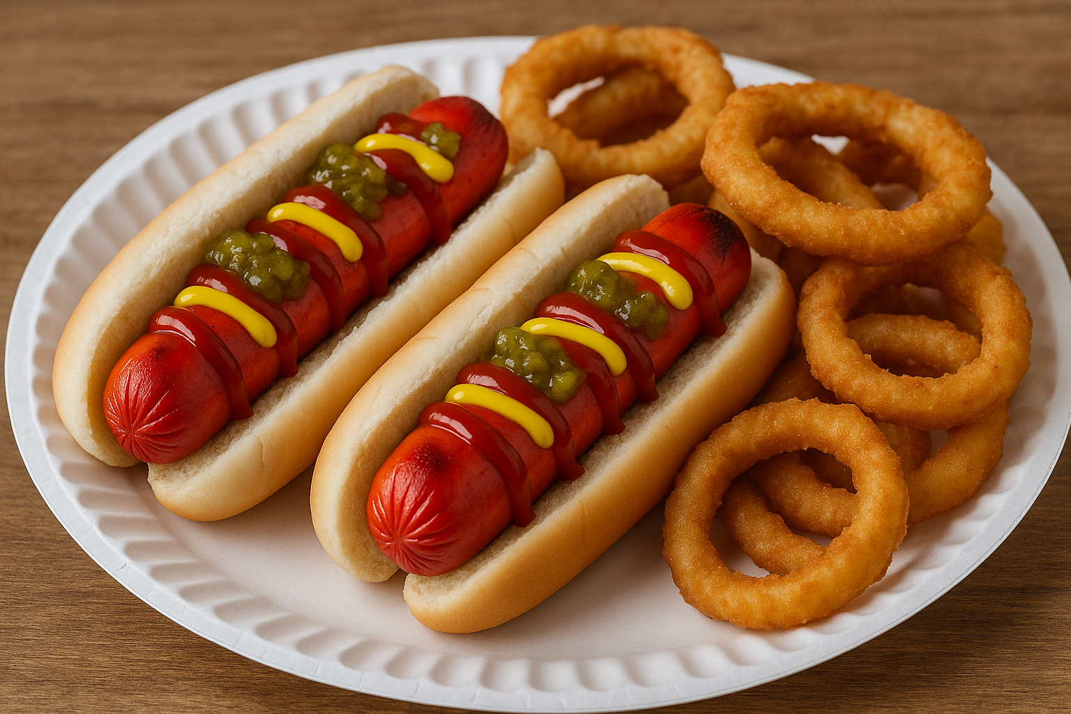 Grilled Hot Dogs (2) with Onion Rings