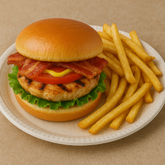 Grilled Chicken Burger with French Fries